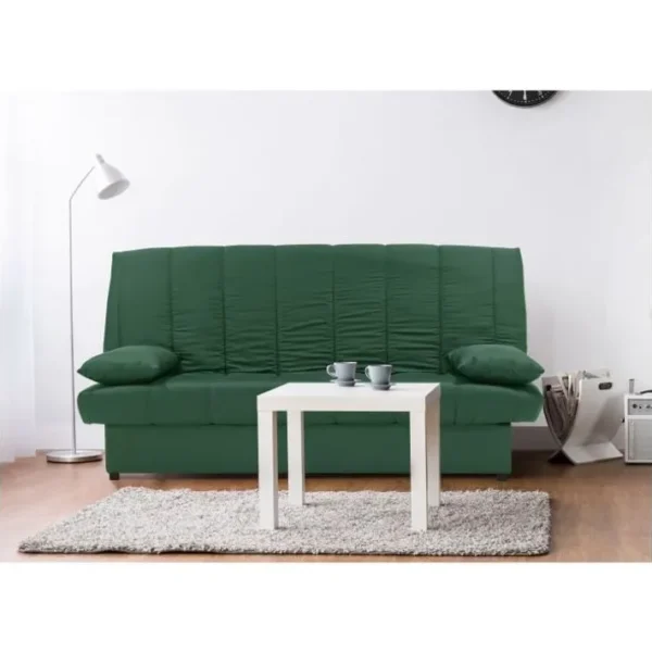 Banquette Clic Clac 3 Places Tissu 100% Coton Vert Style Contemporain L 190 X P92 Cm Mila