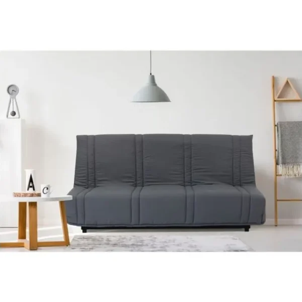 Lena Banquette Clic Clac 3 Places Tissu Anthracite Style Contemporain L 193 X P 92 Cm