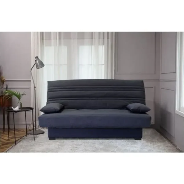 Banquette Clic Clac 3 Places - Matelas 17 Cm - Tissu Gris Anthracite - L199 X P96 X H103 Cm - Chloe