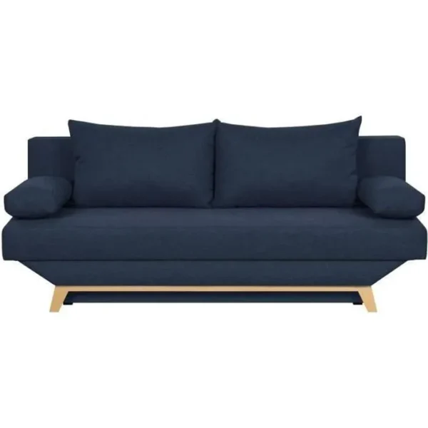 Teijo Banquette Convertible 3 Places Avec Coffre De Rangement Tissu Bleu L 190 X P 84 X H 92 Cm