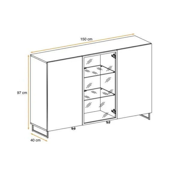 Bahut Design 2 Portes plank 150cm Naturel