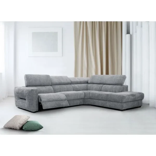 Canapé Dangle Droit Calvera Calvera 5 Places Avec Un Relax Électrique Tissu Gris Moyen