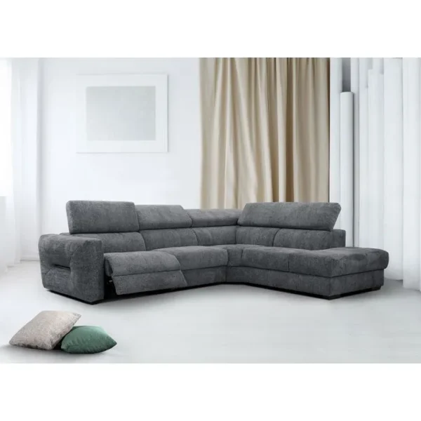 Canapé Dangle Droit Calvera Calvera 5 Places Avec Un Relax Électrique Tissu Gris Foncé