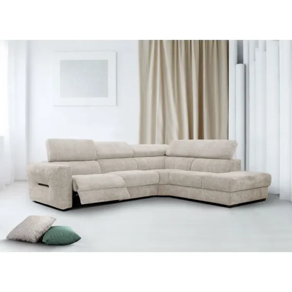 Canapé Dangle Droit Calvera 5 Places Avec Un Relax Électrique Tissu Beige