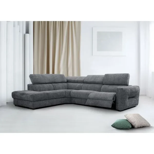 Canapé Dangle Gauche Calvera 5 Places Avec Un Relax Électrique Tissu Gris Foncé