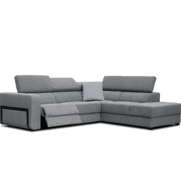 Canapé Dangle Droit Bergo 5 Places Relax Électrique Tissu Gris Un Coussin Déco