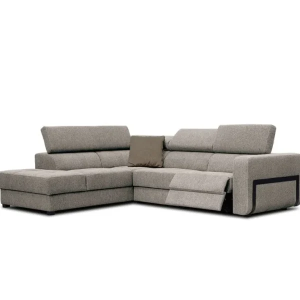 Canapé Dangle Gauche Bergo 5 Places Relax Électrique Tissu Taupe Un Coussin Déco