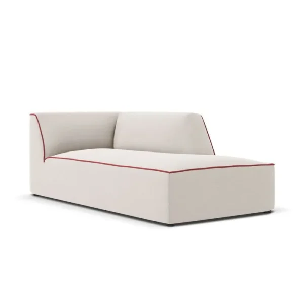 Méridienne Droite ruby, 1 Place, Beige, Rouge, Tissu Structurel