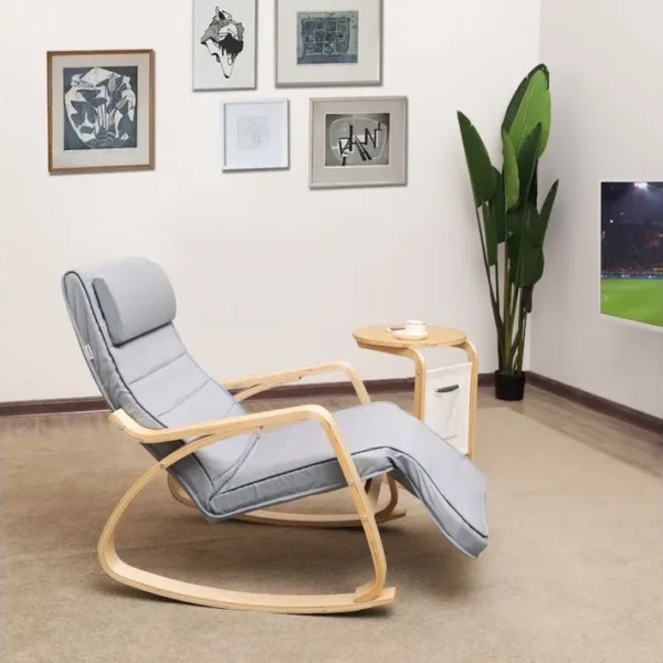 Fauteuil À Bascule, Rocking Chair, Avec Repose-pied, Réglable En 5 Niveaux, Charge Max 150