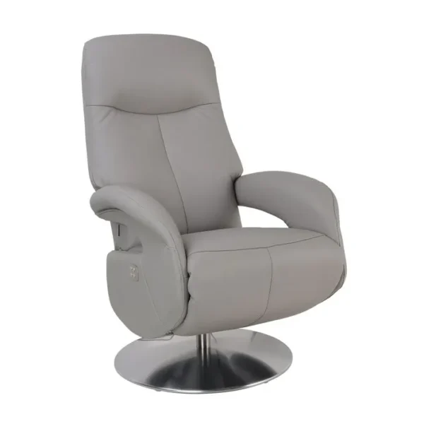 Fauteuil De Relaxation Électrique - Tolma - Cuir Gris Tourterelle