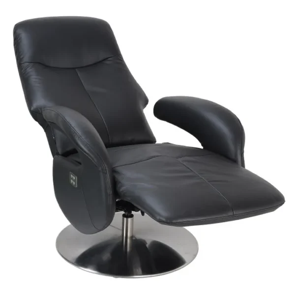 Fauteuil De Relaxation Électrique - Tolma - Cuir Noir