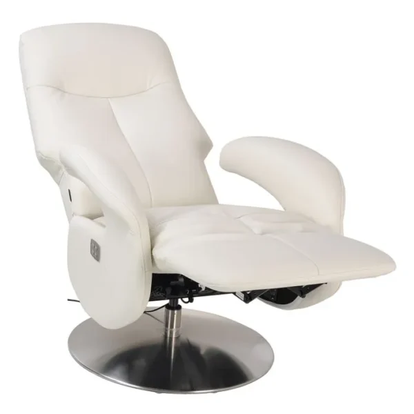 Fauteuil De Relaxation Électrique - Tolma - Cuir Blanc