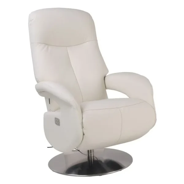 Fauteuil De Relaxation Électrique - Tolma - Cuir Blanc