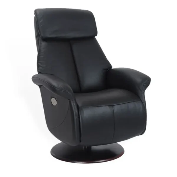 Fauteuil De Relaxation Électrique 2 Moteurs - Aetos - Cuir Noir