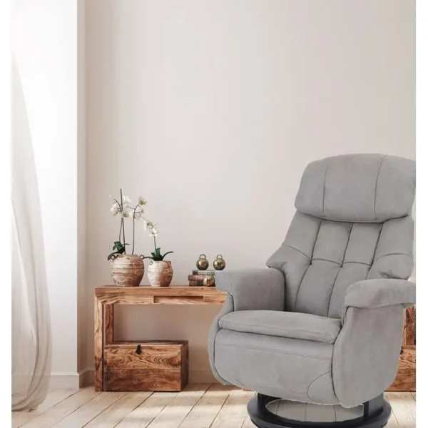 Fauteuil De Relaxation Design Avec Pouf Intégré - Cosy - Tissu Microfibre Gris