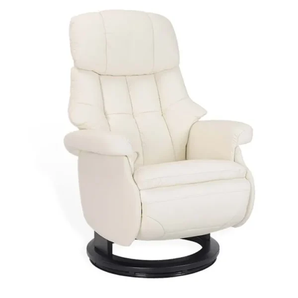 Fauteuil De Relaxation Design Avec Pouf Intégré - Cosy - Cuir Blanc