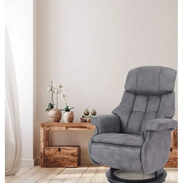 Fauteuil De Relaxation Design Avec Pouf Intégré - Cosy - Tissu Microfibre Anthracite