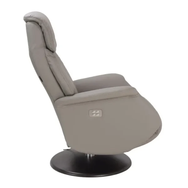 Fauteuil De Relaxation Électrique Cuir - Aetos - Cuir Gris Tourterelle