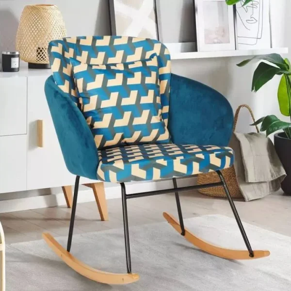 Chaise à Bascule Scandinave Fauteuil En Velours Moderne Élégant Aura