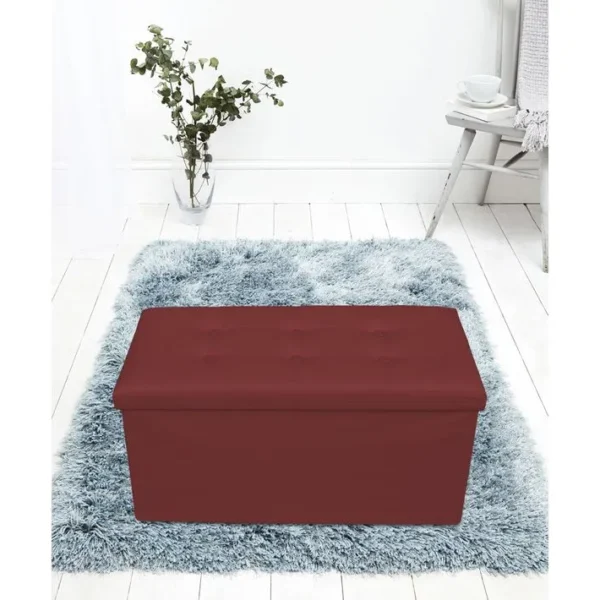 Banc De Stockage Pouf Similicuir Avec Couvercle 38x76x38