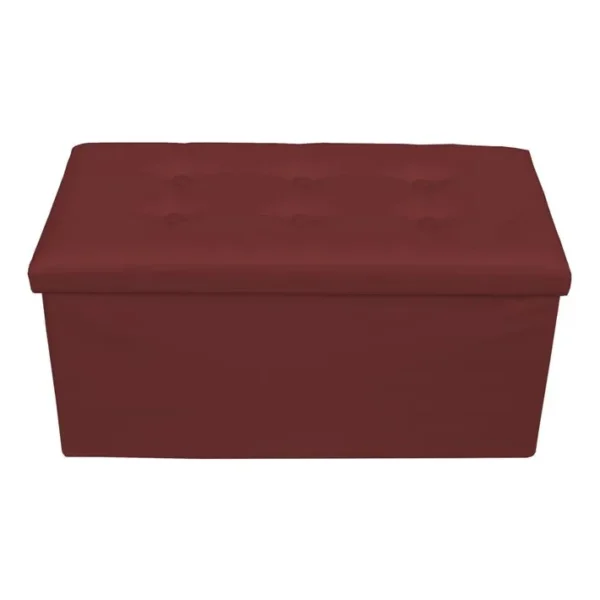 Banc De Stockage Pouf Similicuir Avec Couvercle 38x76x38