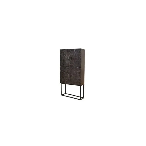 Bahut Bois, Fer Marron 90x40x176cm - Bois-fer