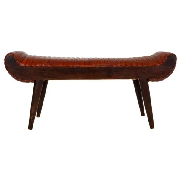 Banc En Cuir Marron 125x51x38h