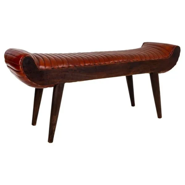 Banc En Cuir Marron 125x51x38h