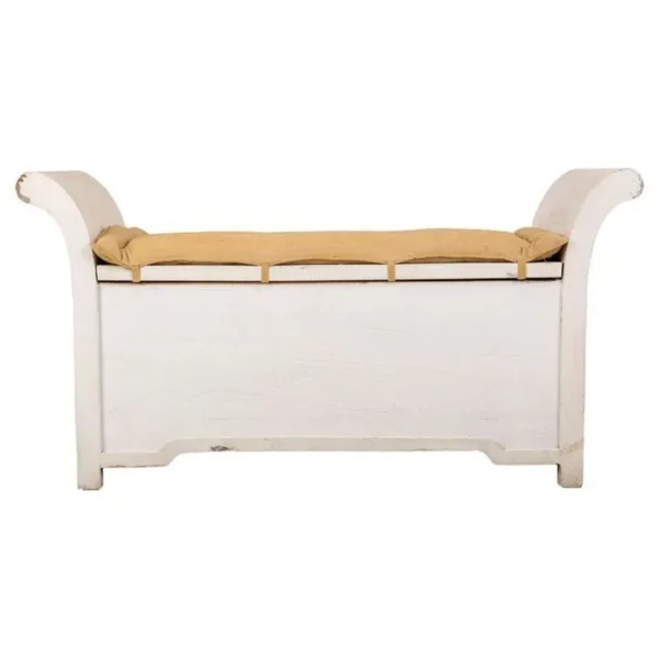 Banc En Bois Et Métal Blanc 120x42x63 H