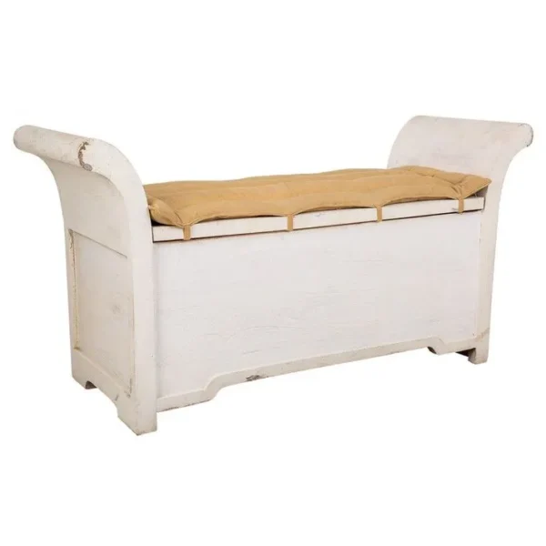 Banc En Bois Et Métal Blanc 120x42x63 H