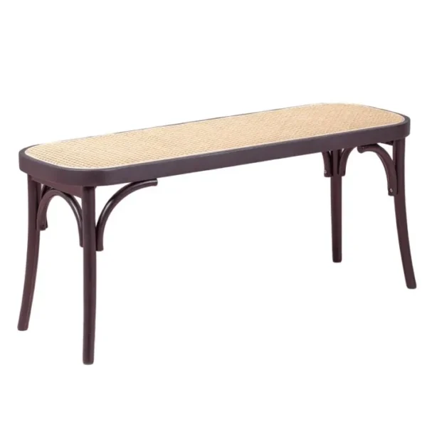 Banc Vintage Au Design Classique En Rotin Naturel - North, Noir, H.47cm, L.110cm, P.37cm