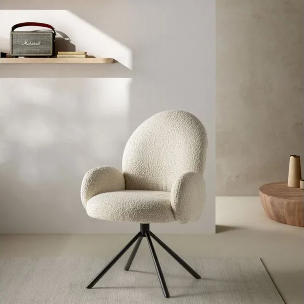 Chaise De Bureau En Tissu Bouclette Et Métal