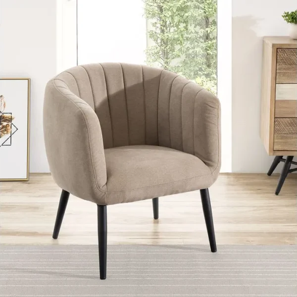 Ayaan - Fauteuil Bas Beige Avec Pieds Noirs