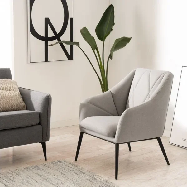 Valma - Fauteuil Gris Clair Avec Design Géométrique