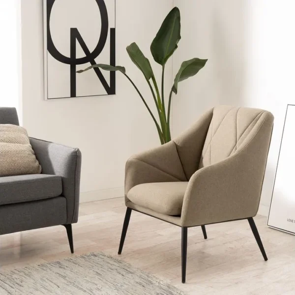 Valma - Fauteuil Beige À Motifs Géométriques