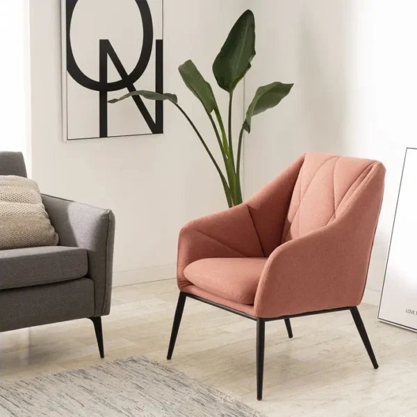 Valma - Fauteuil Tapissé Rose À Motifs Géométriques