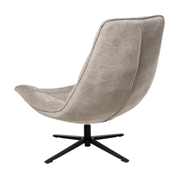 Fauteuil Bas Pivotant En Tissu Doux Gris Clair