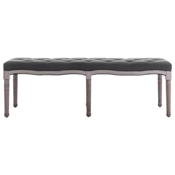 Vidaxl Banc Lin Bois Solide 150x40x48 Cm Gris Foncé Siège Salle De Séjour Salon Maison Intérieur