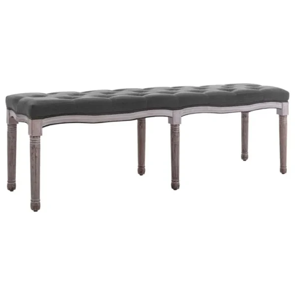 Vidaxl Banc Lin Bois Solide 150x40x48 Cm Gris Foncé Siège Salle De Séjour Salon Maison Intérieur