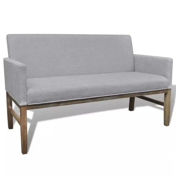 Banc Avec Coussin Rembourré Tissu Hévéa Gris Clair