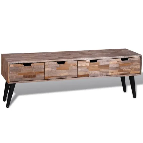 Table Console TV Avec 4 Tiroirs Bois De Teck Recyclé