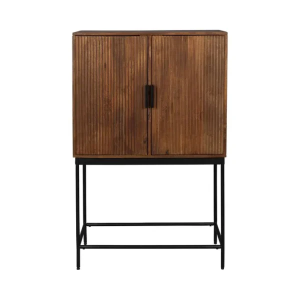 Saroo - Buffet 2 Portes En Bois Et Métal - Couleur - Bois Foncé / Noir