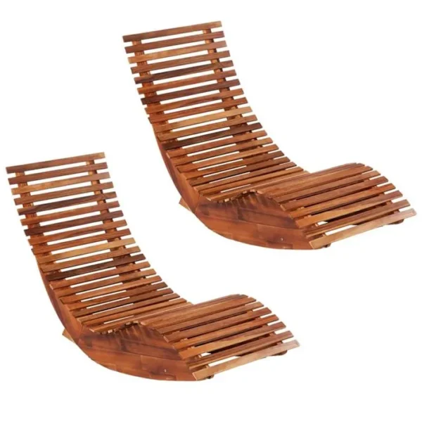 Chaises Longues Basculantes 2 PCs Bois Dacacia