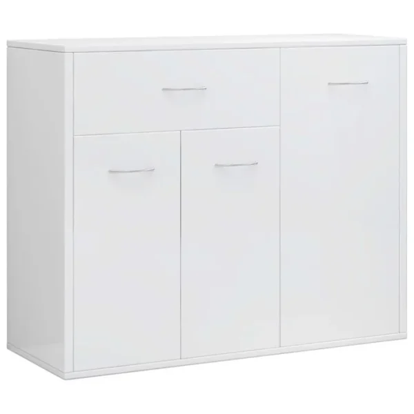 Vidaxl Buffet Avec Tiroir Blanc Brillant 88x30x70 Cm Aggloméré Armoire Meuble De Rangement Chambre