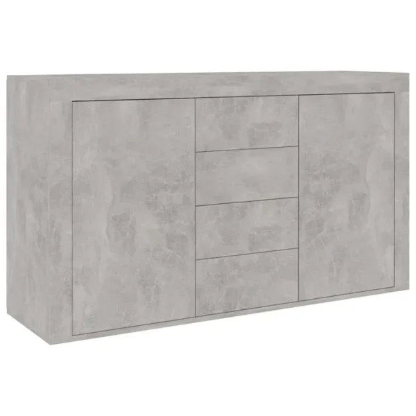 Vidaxl Buffet Avec Tiroirs Gris Béton 120x36x69 Cm Aggloméré Armoire Latérale Meuble De Rangement