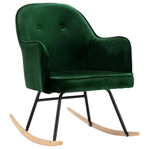 Chaise À Bascule Vert Foncé Velours