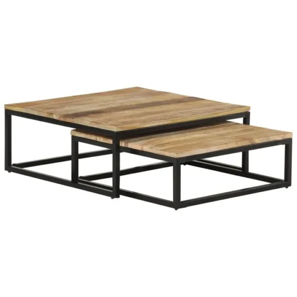 Tables Gigognes 2 PCs Bois Solide De Manguier