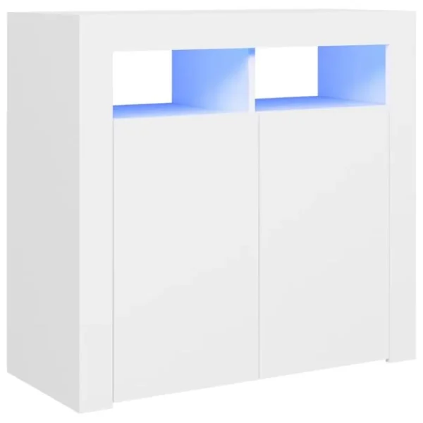 Vidaxl Buffet Avec Lumières LED Blanc 80x35x75 Cm Placard Armoire Meuble De Rangement Intérieur