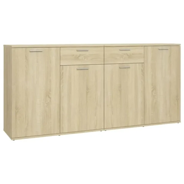 Vidaxl Buffet Avec Tiroirs Chêne Sonoma 160x36x75 Cm Aggloméré Armoire Latérale Meuble De Rangement