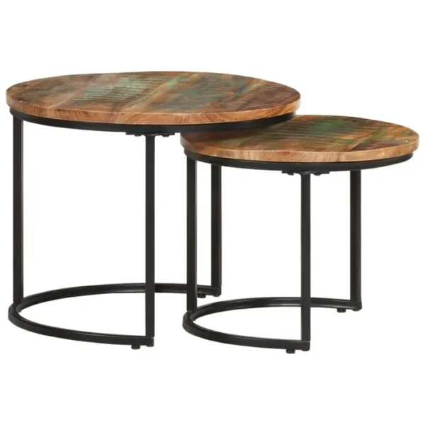 Tables Gigognes 2 PCs Bois De Récupération Massif